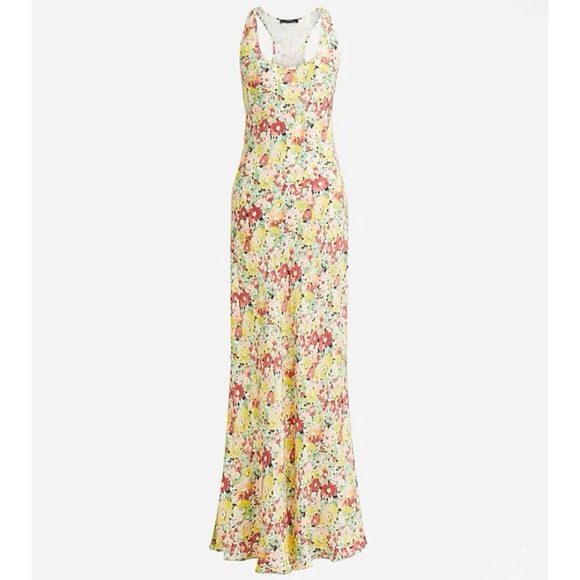 J. Crew Alicia Cupro-blend Racerback Slip Dress In Painterly Floral - Picture 2 of 14
